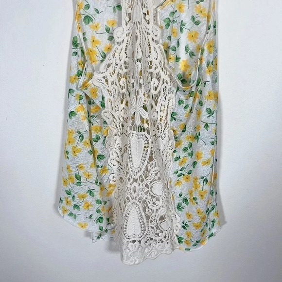 FREE PEOPLE FLORAL CROCHET BACK SLEEVELESS  TANK - Picture 10 of 11